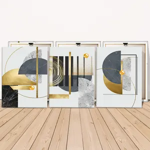 3 Counts Wooden Framed Canvas Painting, Modern Geometric Abstract Art, Exquisite Poster, Perfect Living Room Decoration, Modern Home Decor, Modern Art, Fashion Family Poster, Wall Art Decoration, Waterproof Art