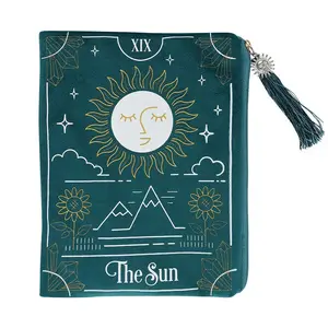 The Sun Tarot Velvet Zipper Pouch, Green