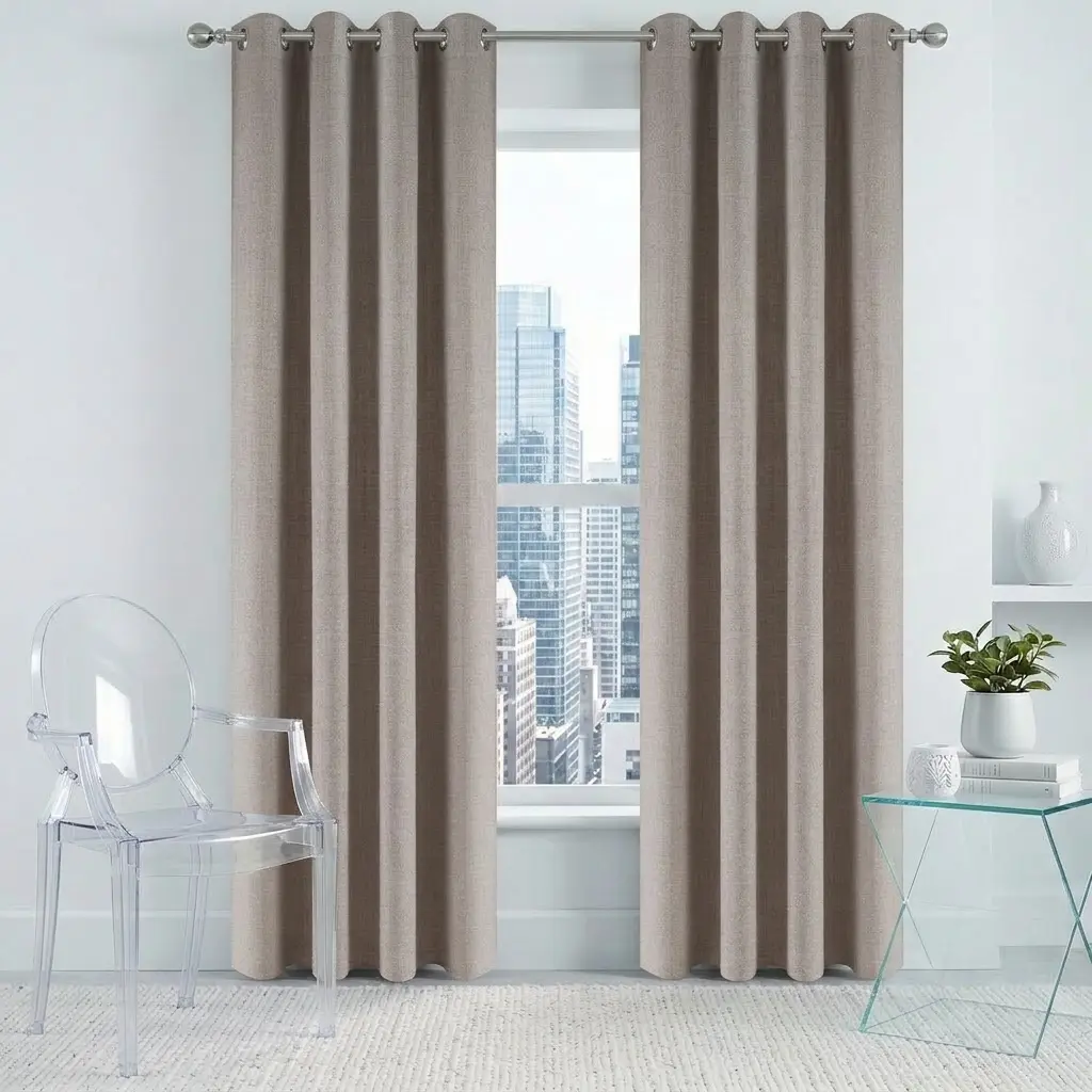 【Buy 1 Get 1 Free】Durable 2-Panel Flat Weave Linen Blackout Curtains - 3m Breathable Thermal Insulated Light-Blocking Drapes with Metal Grommets for Easy Hanging, Privacy Home Decorative Curtains for Bedroom, Living Room