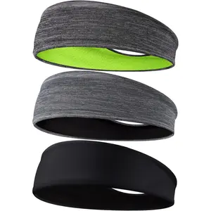 Men's Sport Headbands 3-Pack - Sweat Wicking Non Slip for Running Fitness Yoga Cycling