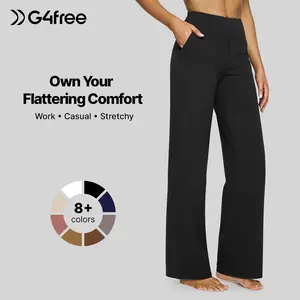 G4Free Loose High-Waist Business Casual Pants Yoga Pants Women Wide Leg Pants with Pockets Comfortable Athletic Sweatpants G4Free Loose High-Waist Business Casual Pants Yoga Pants Women Wide Leg Pants with Pockets Comfortable Athletic Sweatpants