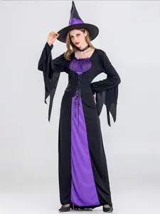Halloween Witch Costume Adult Role Playing Purple Witch Dress Cosplay Dress Women Witch Costume Adult Purple Witch Dress