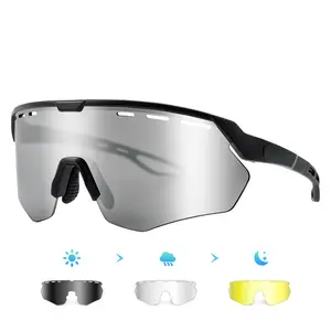 Meelog 3 Interchangeable Lenses Work & Sports Sunglasses, One-Piece Shield, Day & Night Vision, UV400 Windproof Dustproof Protective Eyewear for Cycling Mowing Hiking Outdoor Jobs, Lightweight TR90 Frame for Men & Women ST0156
