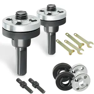 2PCS 10mm/0.39in 5-in-1 Alloy Electric Drill to Grinder Conversion Shaft Kit, Adjustable Rotary Drive Connecting Rod Set with Grinding Clamp Nut Attachment Tool