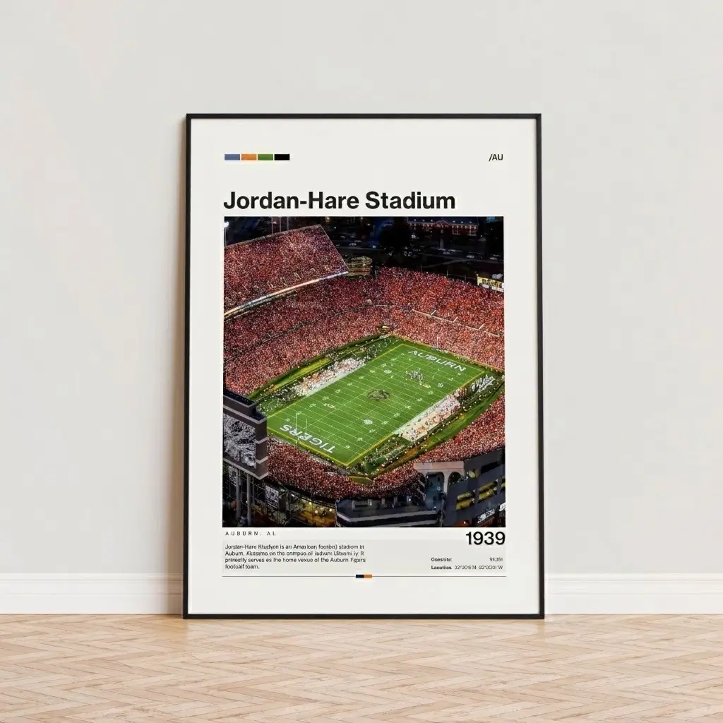 Jordan-Hare Stadium Poster - Auburn Tigers Unframed Glossy Sports Poster Print, Football Fan Gift, Modern Art Home Decor, Decor Inspo Photo