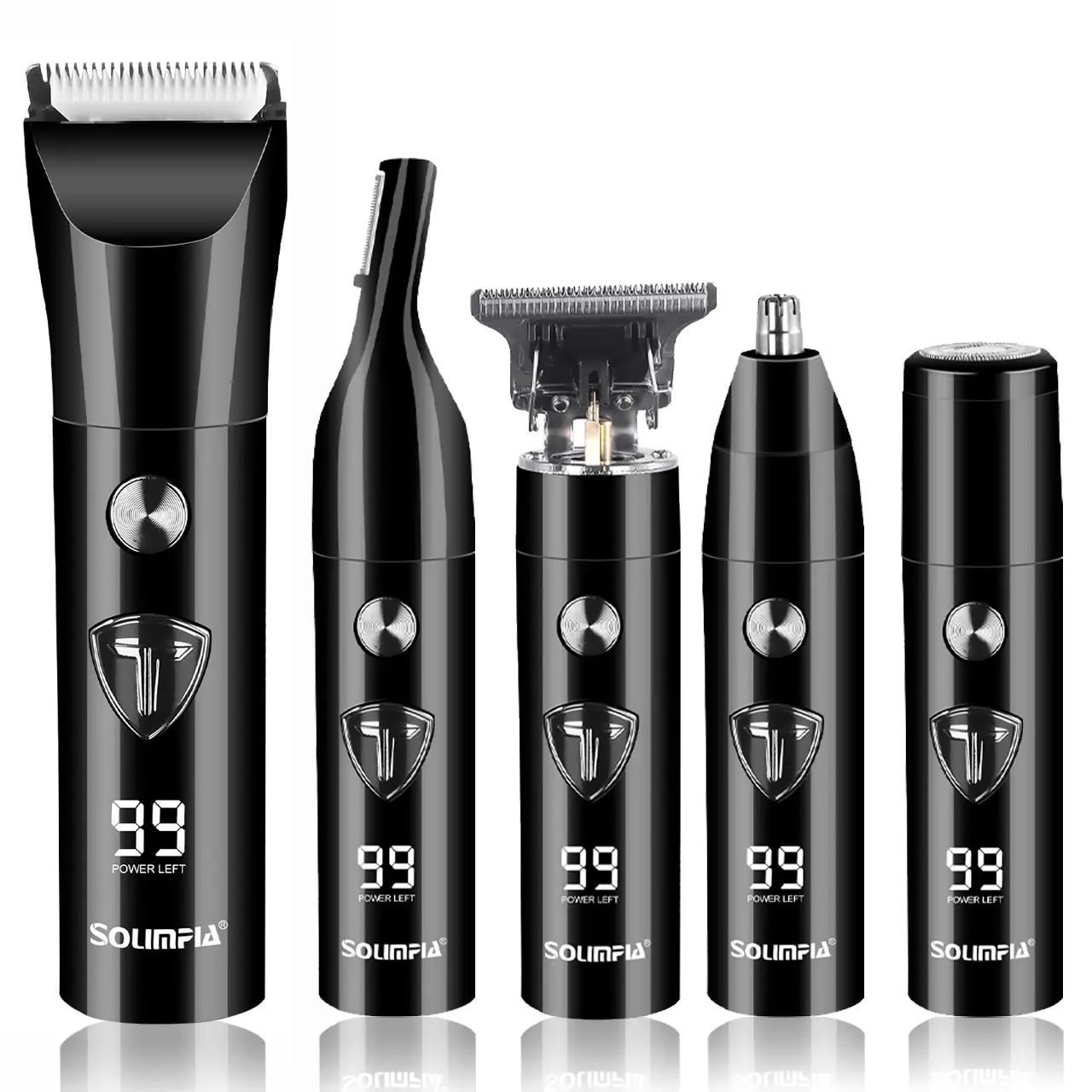 SOLIMPIA 5-in-1 Men's Grooming Kit, Wireless Multifunctional Hair Trimmer Tool Set with Electric Shaver, Beard and Nose Hair Trimmer for Gifts Clipper Trimmer Set
