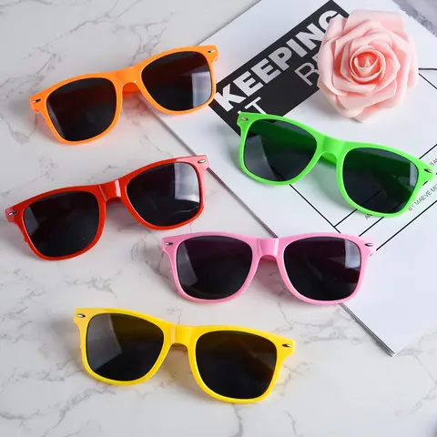 12-Pack Durable PP Neon Plastic Sunglasses - Bright Colors, Wide Frame, Tall Design, Bold Look, Festive Eyewear for Bachelorette Party & Colorful Festival, Bulk Gift Items for Group Trips Goody Bags