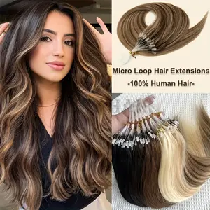 2025 NEW Fashion 50pcs of Micro Loop Human Hair Extensions with Healthy Ends, Featuring Micro Link And Micro Ring Keratin Capsules, Straight And Natural Hair Designed for Women.