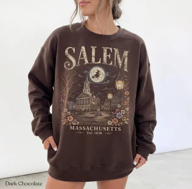 Salem Massachusetts Sweatshirt or T-Shirt, Witch City Halloween Sweatshirt Unisex