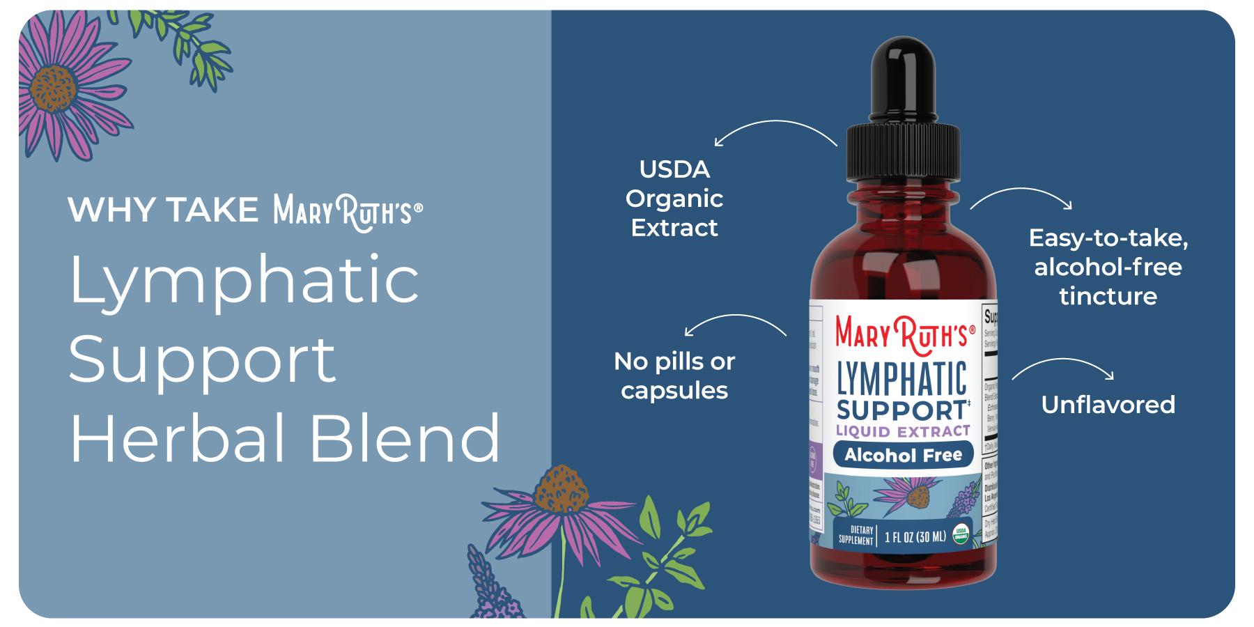 MaryRuth's Lymphatic Support Herbal Blend Liquid Drops - USDA Organic - Echinacea & Elderberry - Blue Vervain - Vegan - 30 Servings MaryRuth's Lymphatic Support Herbal Blend Liquid Drops - USDA Organic - Echinacea & Elderberry - Blue Vervain - Vegan - 30 Servings