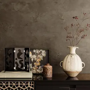 24''x473'' Large Size Metallic Brown Limewash Wallpaper Peel and Stick Textured Concrete Wallpaper for Bedroom Wall Removable Self Concrete Contact Paper Cement Wall Paper