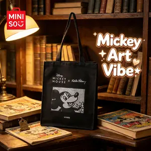 Disney Mickey Artist Series Canvas Shoulder Bag for Commuting and Everyday Use, Large Capacity