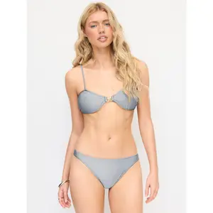 Cider Sweetheart Ruched Metal Detail Low Rise Triangle Bikini Set