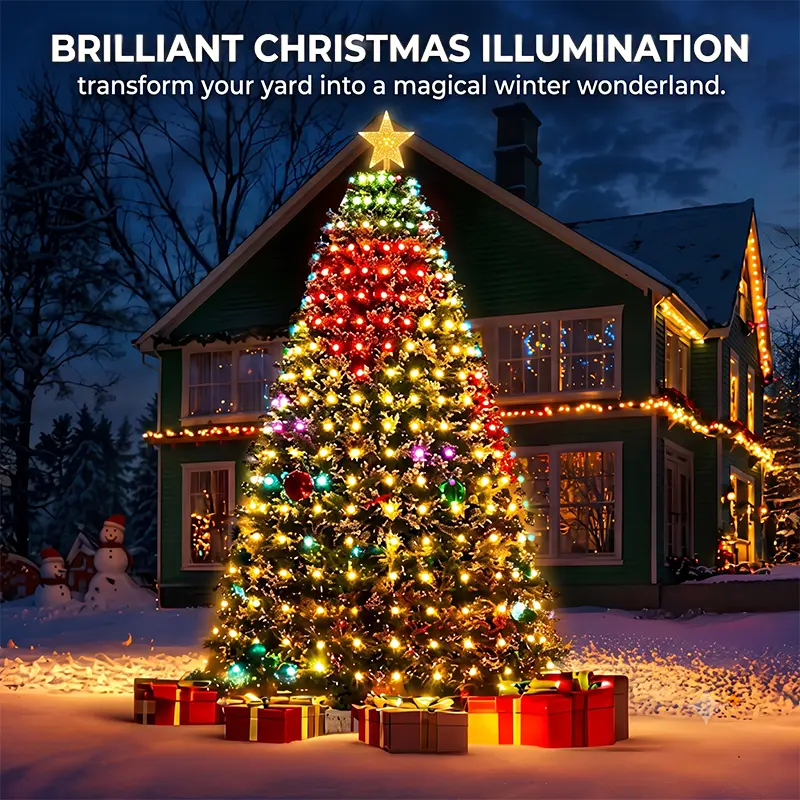 Multifunctional LED Christmas Light Strings with Various Themed Colors  App Control  IP65 Waterproof Christmas Light Strings with a safe outdoor design, suitable for DIY indoor decorations and for placing star-shaped ornaments on the tree