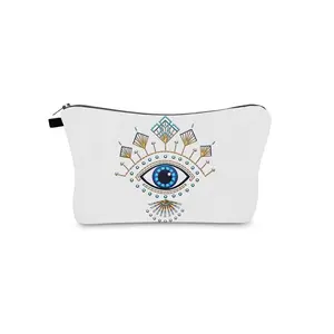 Makeup Bag with Eye Design - Simple White Flap Closure, Ideal for Everyday Use