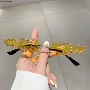 Women's Fashion Flame Shaped Sunglasses with Rhinestone Decor, Trendy Y2K Stylish Design, Lightweight Shades Perfect for Daily Wear, Parties & Outdoor Activities