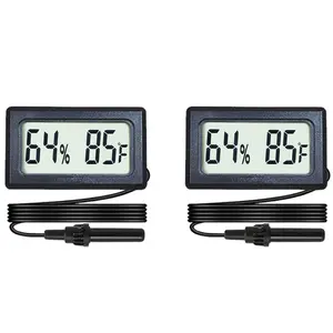 2-Pack Mini Digital Hygrometer Thermometer Gauge with Probe LCD Display Temperature Fahrenheit Humidity Meter for Incubator Reptile  Terrarium Sealed Containers Guitar Case