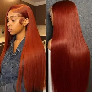 Bling Hair 180% Density Brazilian Reddish Brown 13x4 13x6 HD Lace Front Wigs Human Hair Bone Straight Human Hair Wigs For Black Women