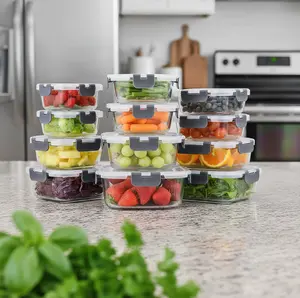 24pc (12 Airtight, Freezer Safe Food Storage Containers and 12 Lids), Pantry Kitchen Storage Containers, Glass Meal Prep Container for Lunch, Glass Storage Containers with Lids