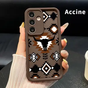 Phone Case Compatible with Samsung Galaxy S23 Ultra S24 Plus S25 S22+ Western Element Totem Pocket-Friendly Shockproof Silicone Protective Softcase