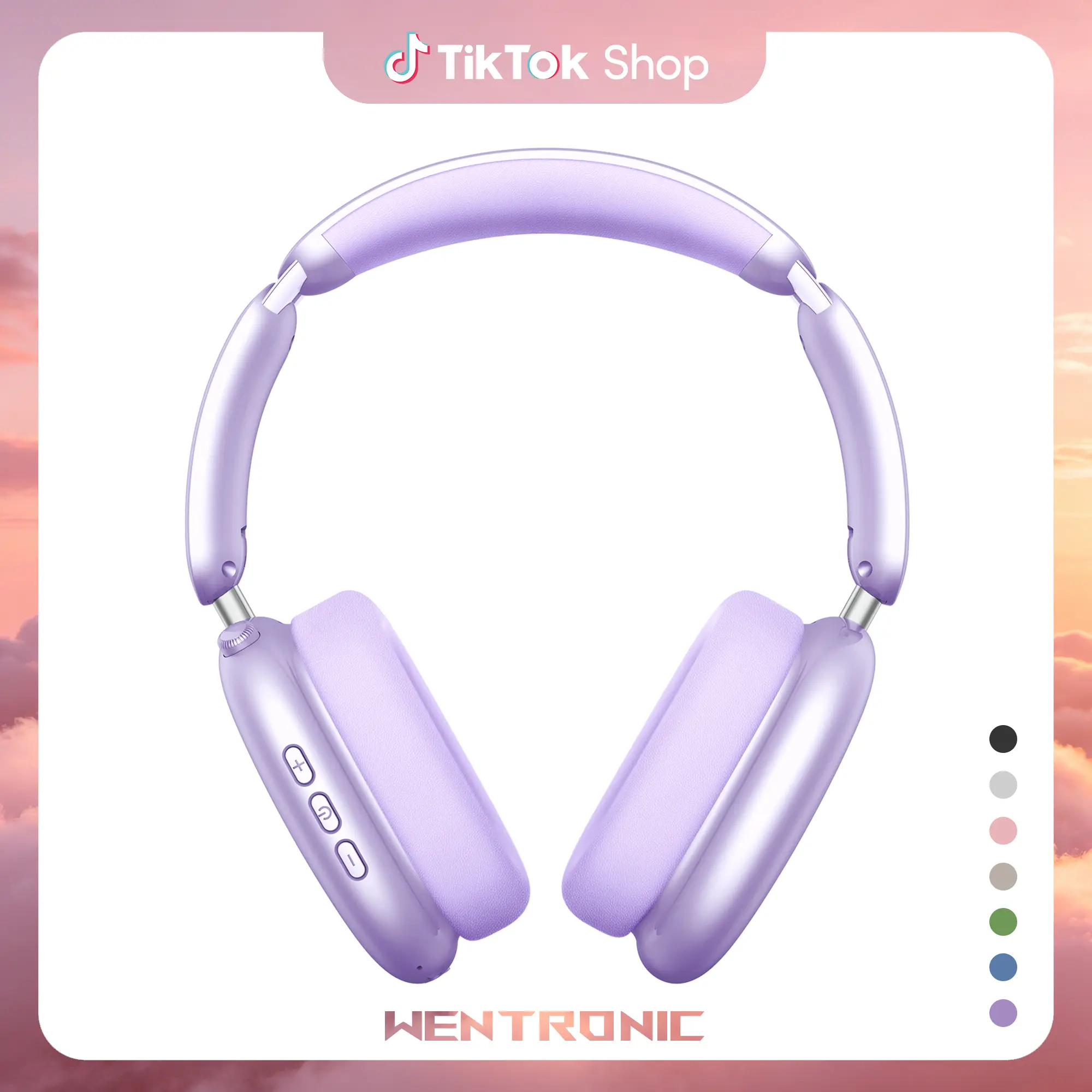 WENTRONIC Y02 Over-Ear Hybrid ANC Folding Wireless Headset - Bluetooth, Active Noise Cancelling, 60H Playtime, Hi-Res Audio, Soft Earpads, Built-in Mic, Phone Calls, iOS/Android/PC Compatible