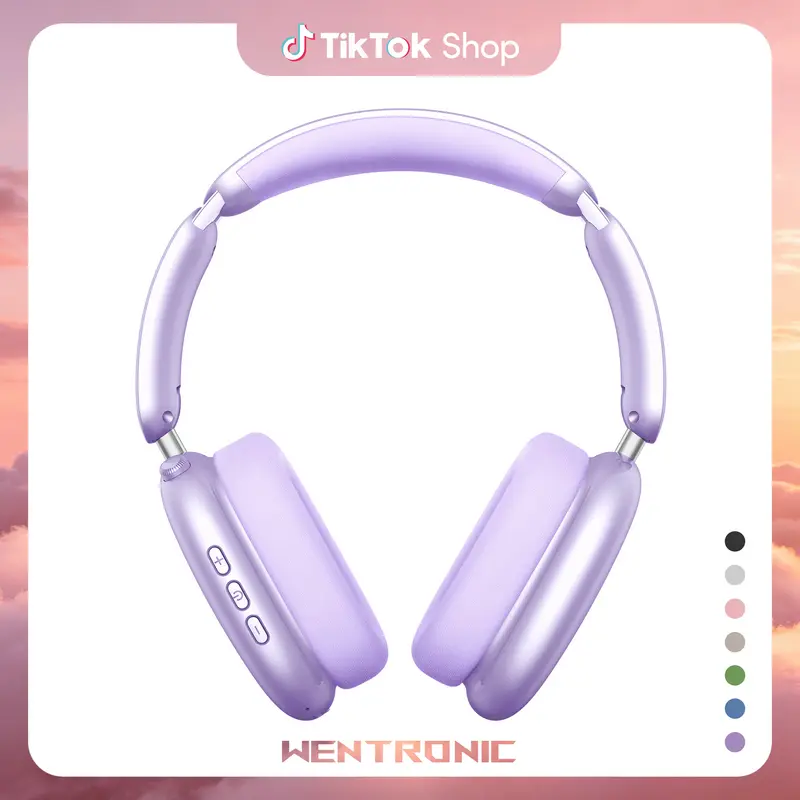 WENTRONIC Y02 Over-Ear Hybrid Active Noise Cancellation Folding Wireless Headphones - Waterproof Headset, Built-In Battery, 3.5mm Compatibility, 60H Playtime, Hi-Res Audio, Soft Ear Cushions, Mic, Call Control, iOS Android PC Support, Bluetooth