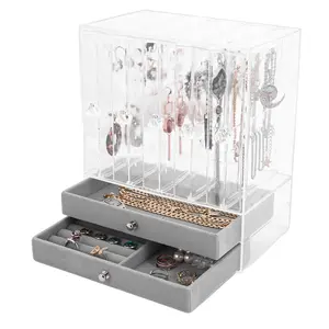 Vertical Drawer Earring Display Stand with Slide-Out Drawers Earring Holder Organizer Stand for Hair Ties Bangles Bracelet Rings Watch