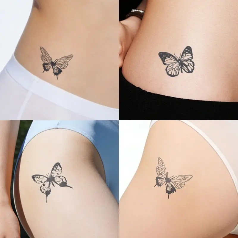 Korean Simple Butterfly Temporary Tattoo Sticker, Waterproof Long-Lasting 7-15 Days, Semi-Permanent Herbal Tattoo Patch, Temporary Tattoos Stickers