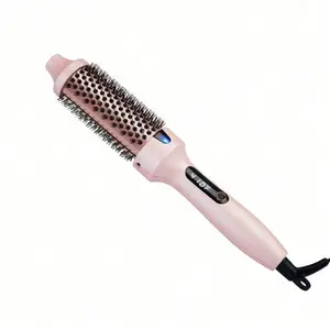 1.5-Inch Light Pink PTC Thermal Brush, Digital Display Ionic Hair Styling Tool, Anti-Heat Double Thermal Design for Daily Sleek Results, Frizz Control, Blow Outs, Straightening & Curling