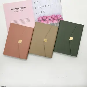 A5 Leather Cover Notebook, 1 Count Business Notebook with Magnetic Buckle, Portable Notebook for Office School Student