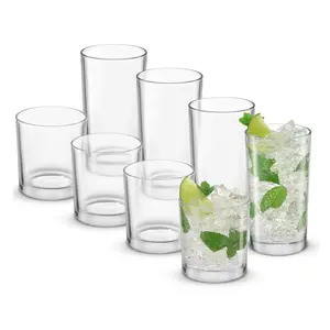 Alain Drinking Glasses, Set of 8 Drinking Glasses, 4 Lowball Glasses & 4 Highball Glasses, Drinkware