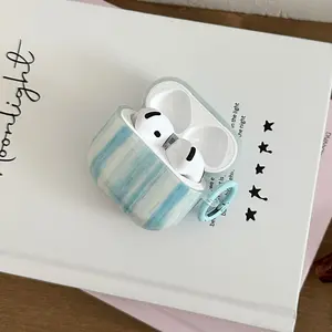 Stylish Blue- Striped Earphone Case for Apple AirPods Pro 2/4/3/2, Fashionable Women's Earbud Cover, Simple Design