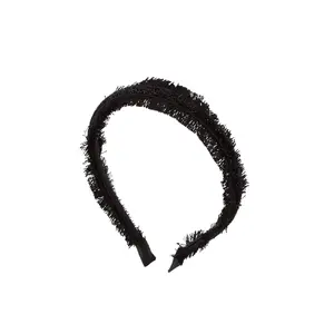 Flat Fringe Headband - Black