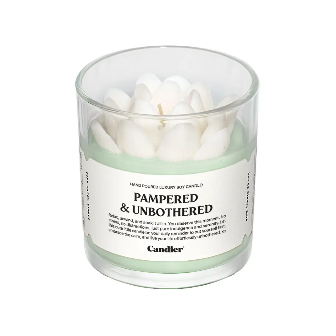 Candier Sculpted White Lotus FlowerSoy Wax Hand PouredJar Filled Candle