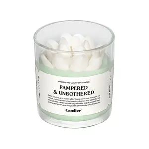 Candier Sculpted White Lotus FlowerSoy Wax Hand PouredJar Filled Candle