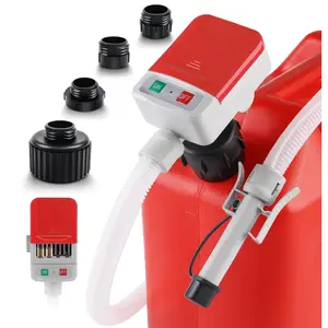 Fuel Transfer Pump with Auto-stop Sensor and 4 Tank Adapter, 3.2GPM 51" Hose Battery-Powered Portable Gas Can Pump for Gasoline & Diesel Oil (Red)