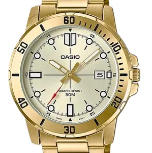 brand new Casio All gold stainless steel men' s latest watch MTP-vd01g-9