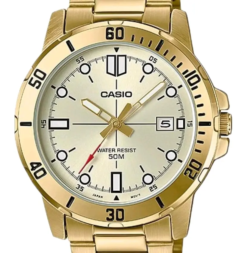 brand new Casio All gold stainless steel men' s latest watch MTP-vd01g-9