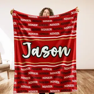 San Francisco Football Gift, 49 Fan Team Blanket, Niner Name Blanket Gift, Game Day Ready Blanket, Football Fan Christmas Gift, Gift Wife
