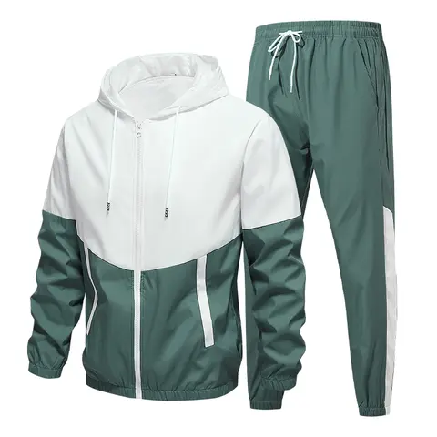 Men's 2-Piece Colorblock Lightweight Hoodie & Joggers Activewear Tracksuit - Fitted Cut Athleisure Set for Workouts, Running Errands, Activewear Men's Sports Sweat Suit