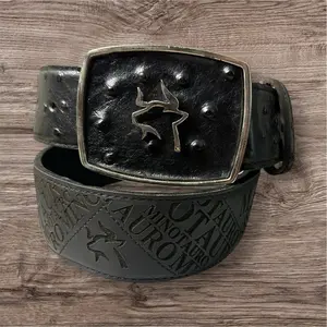 Cinturon Minotauro Negro Piel Genuina