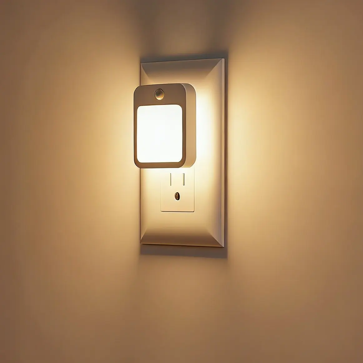 LED Plug-in Night Light - 2-Mode Dusk-to-Dawn, Warm/Cool White, Wall Mounted, Auto On/Off, Cozy Lighting, AC100-240V, 0.5W Low Energy Lights for Bedroom (Suitable for Bathroom)