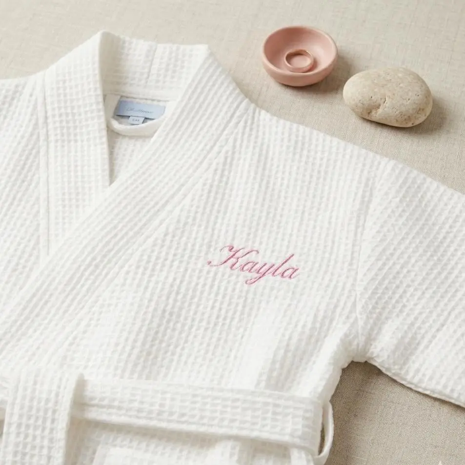 Personalized Waffle Robe Bride Getting Ready Robe Monogram Kimono Robe Bridesmaid Gift Bachelorette Robe Bridal Shower Gift