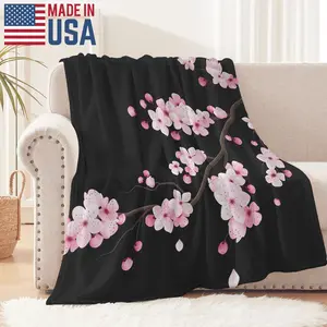 Luxurious Cherry Blossom Throw Blanket Super Soft Flannel Cozy All Seasons  Ideal for Sofa Bed Travel  Easy Care Machine Washable Adds Elegance to Home Decor Throw Blanket for Couch