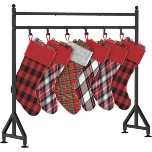 Christmas Stocking Holder Stand with 8 Hook, Heavy Duty Freestanding Christmas Stocking Stand for Floor, Metal Holiday Decor Hanger Display for Home, Floor, Living Room