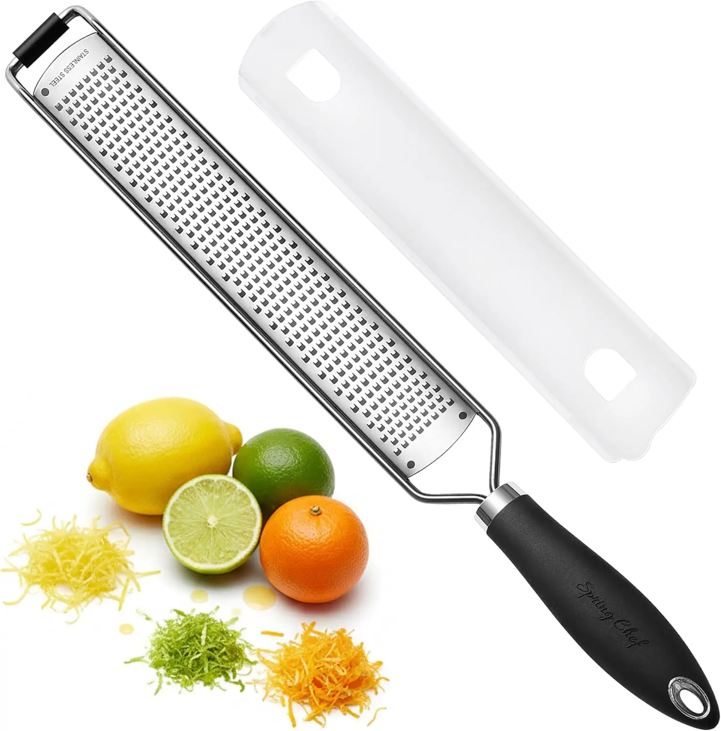 Spring Chef Stainless Steel Lemon Zester, Garlic & Ginger Grater