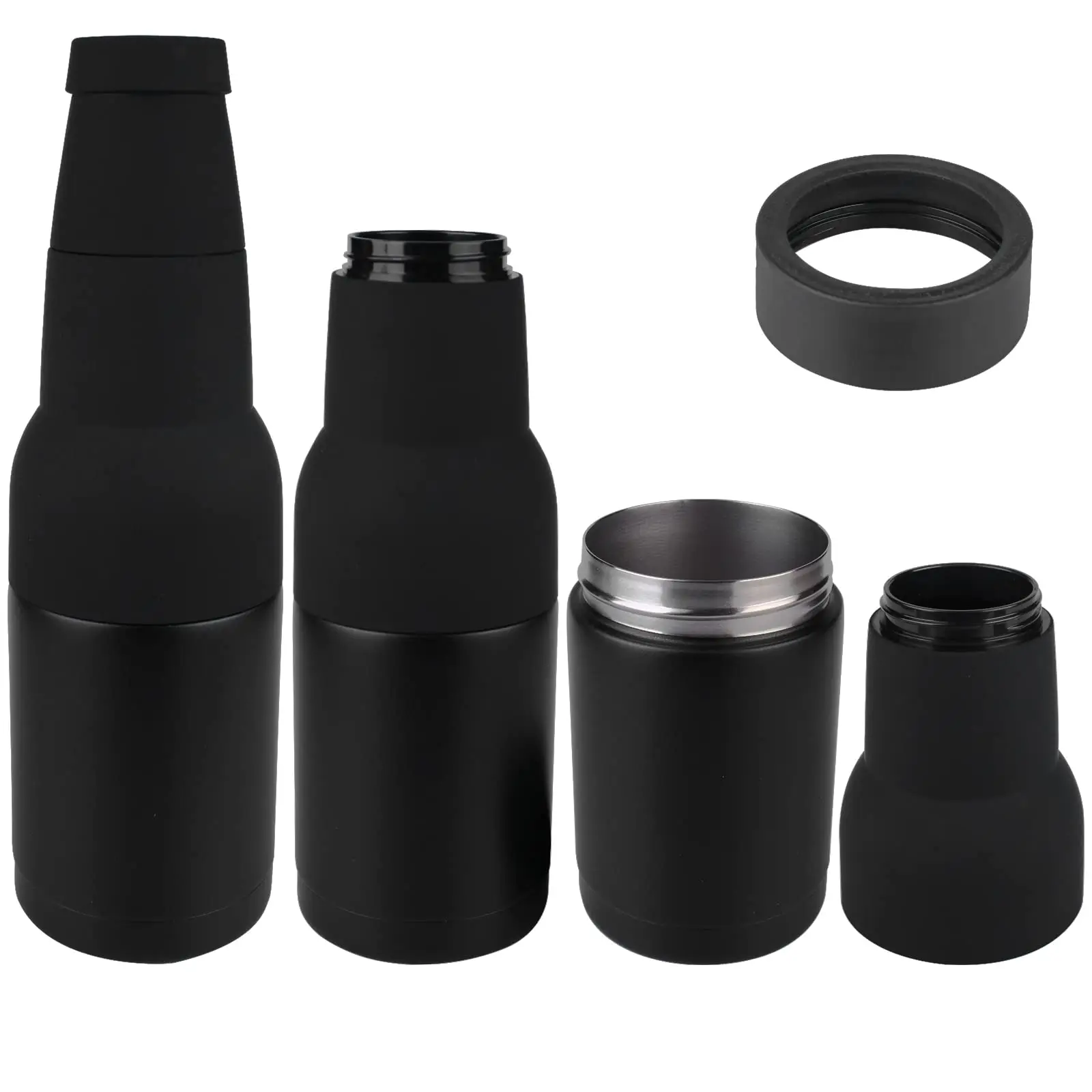 Beer Bottle Cooler, Can Cooler, 3-in-1 Beer Keeper Bottle, Beer Coozies for Bottles and Cans with Bottle Opener, 12oz Slim Can Beer Bottle Insulators