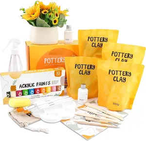 Air Dry Clay Pottery Kit - Home DIY Pottery Starter Kits with Air-Dry ClaySculpting Pottery Tools and Step-by-Step Guide -  for Date Night, Arts Crafts Hobby