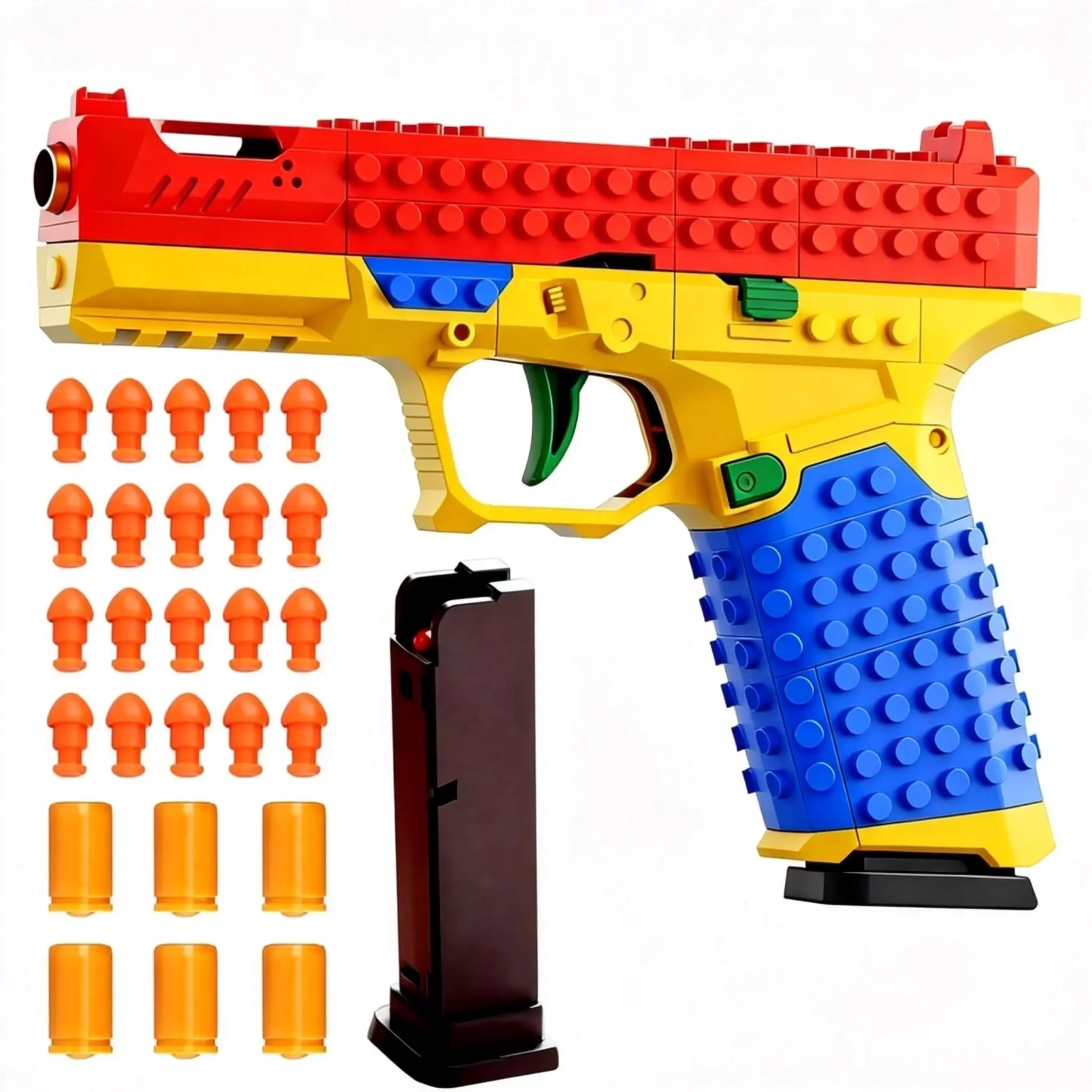 Tactical DIY Building Block Handle Set - Unisex 5.5 Inches Squirt Guns, 1.18 Inches Wide Playful Blasters, 6-8 Years Team-Building Multiplayer Strategy Collaborative Outdoor Toy, Festival Gift