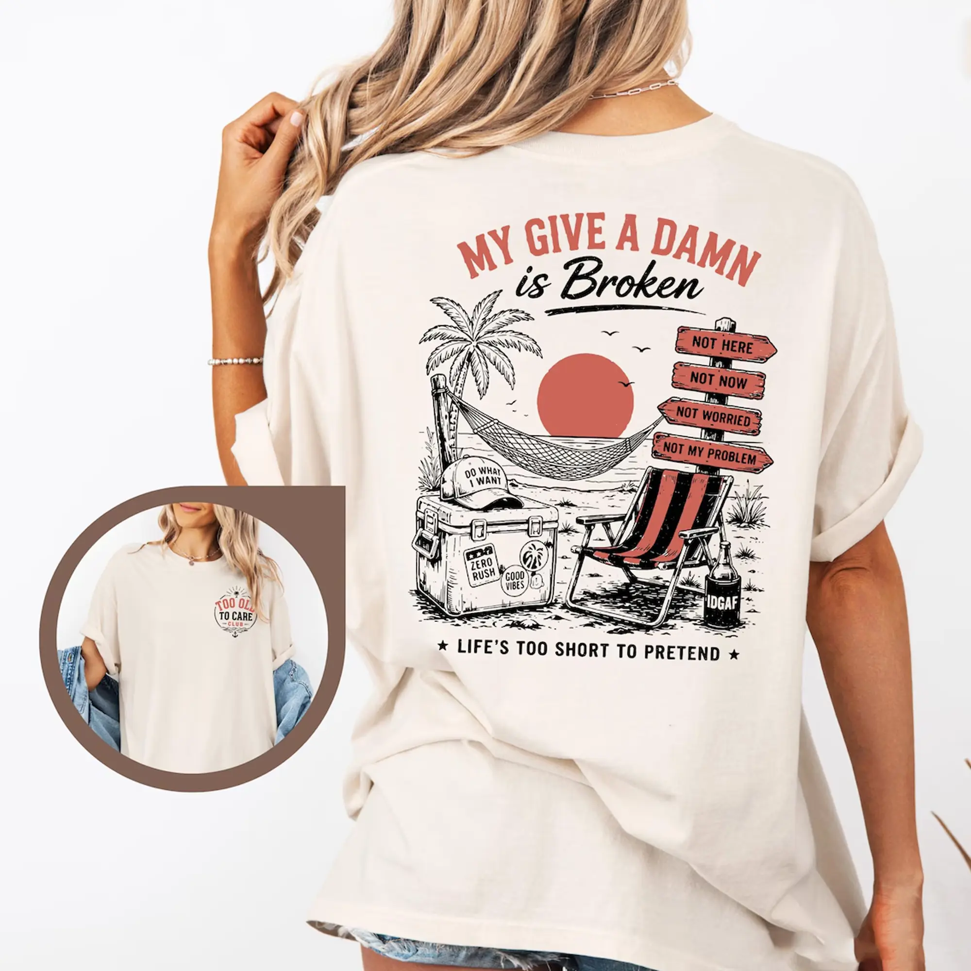 Too Old To Care Club Shirt, My Give A Damn Is Broken Tshirt, Funny Retirement Tee, Gift for Retired, Summer Beach Tee
